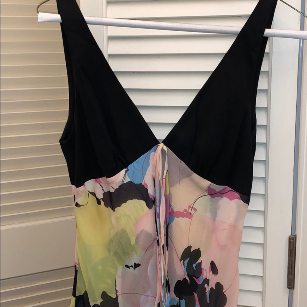 Black and Floral Silk Cocktail Dress
